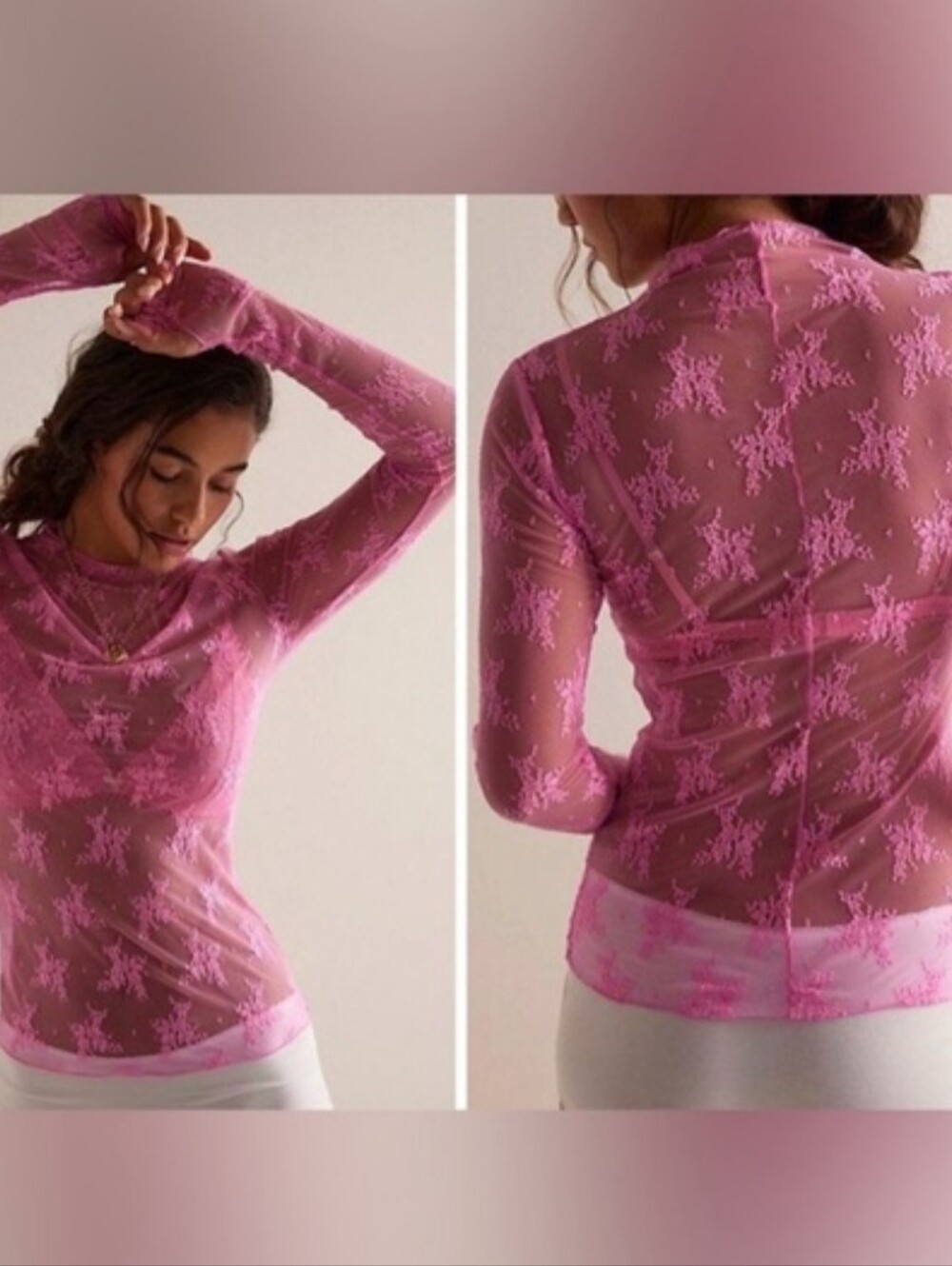 Free People Pink Lady Lux Layering Top